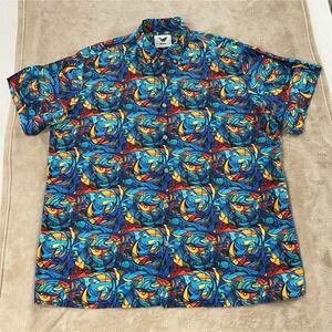 Yiume Men's shirt size 3XL Abstract Art Pattern Button Down Short Sleeve EUC
